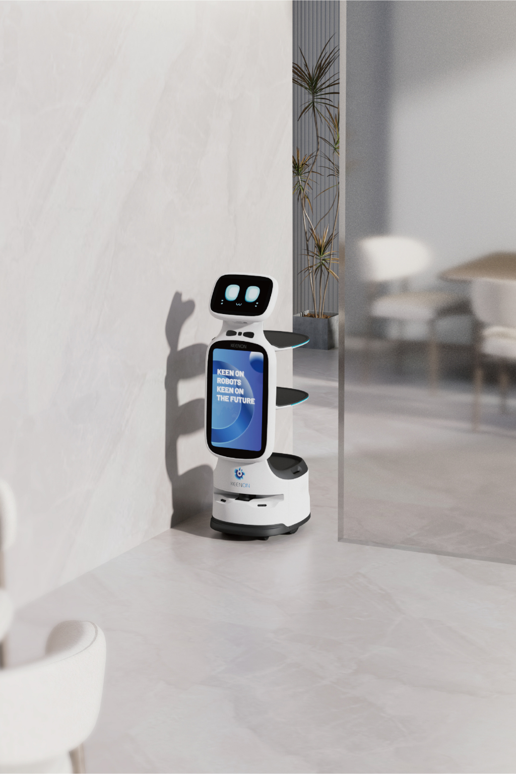 KEENON DINERBOT T11 Serviceroboter für schmale Gänge mit 49 cm Durchfahrtsbreite / Leasing ab 211,00€